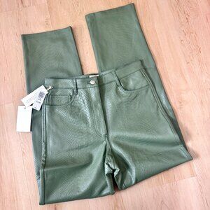 NWT Aritzia Wilfred THE MELINA™ Faux Leather Pant Bitter Sage (6)